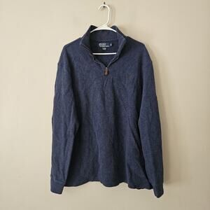 Polo Ralph Lauren Blue 1/4 Quarter Zip Knit Sweater Men's Size XL
